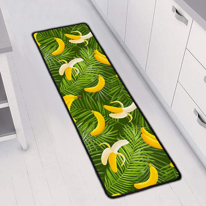 Green Tropical Banana Pattern Print Long Kitchen Mat