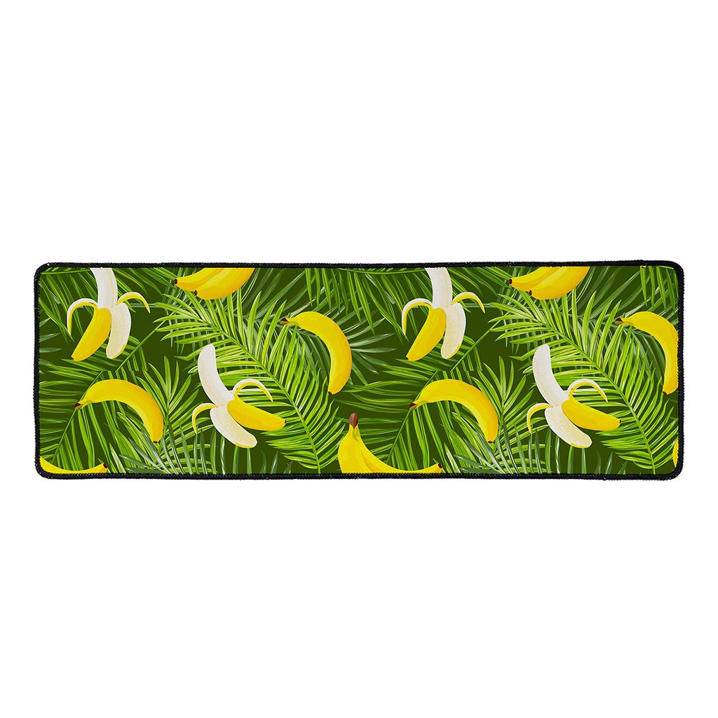 Green Tropical Banana Pattern Print Long Kitchen Mat