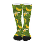Green Tropical Banana Pattern Print Long Socks
