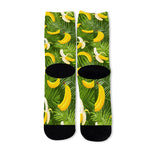 Green Tropical Banana Pattern Print Long Socks