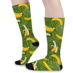 Green Tropical Banana Pattern Print Long Socks