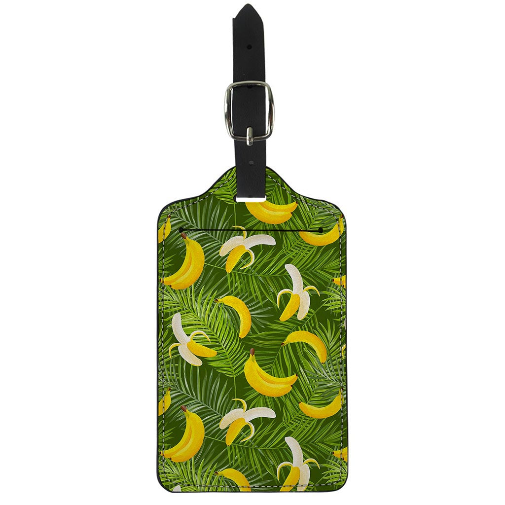 Green Tropical Banana Pattern Print Luggage Tag