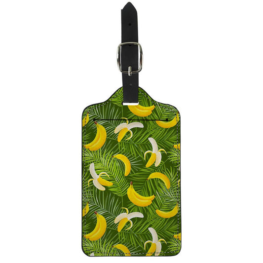 Green Tropical Banana Pattern Print Luggage Tag