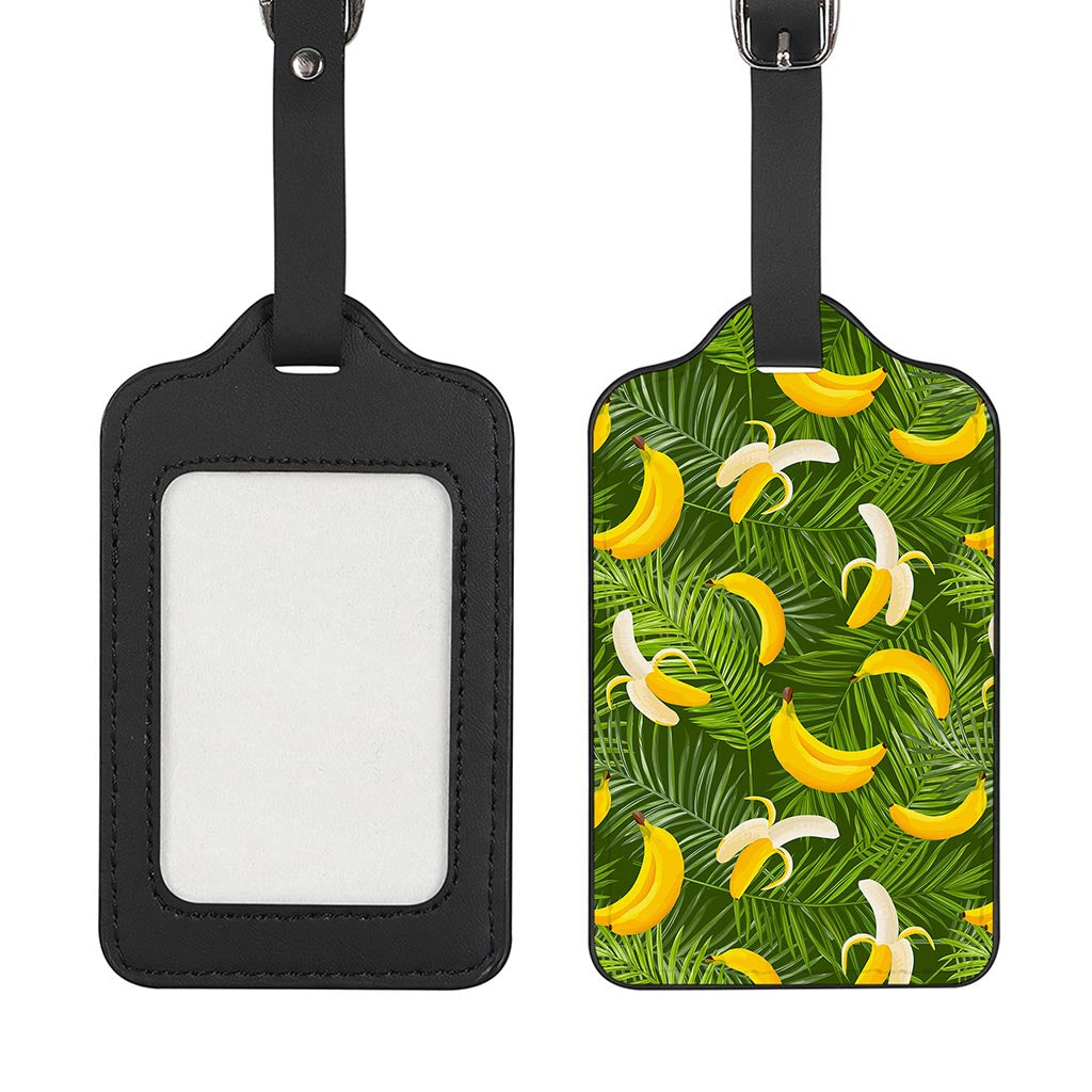 Green Tropical Banana Pattern Print Luggage Tag