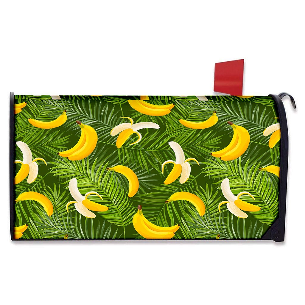 Green Tropical Banana Pattern Print Mailbox Cover