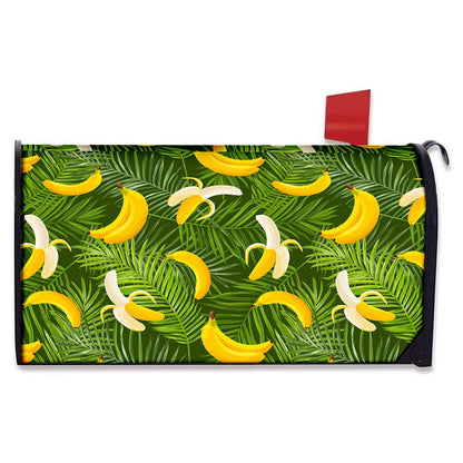 Green Tropical Banana Pattern Print Mailbox Cover