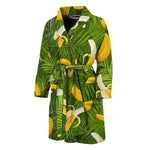 Green Tropical Banana Pattern Print Men's Bathrobe