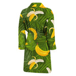 Green Tropical Banana Pattern Print Men's Bathrobe