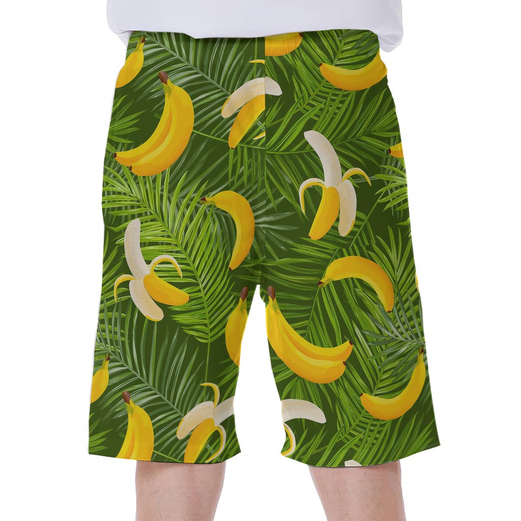 Green Tropical Banana Pattern Print Men's Beach Shorts