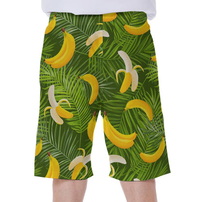 Green Tropical Banana Pattern Print Men's Beach Shorts