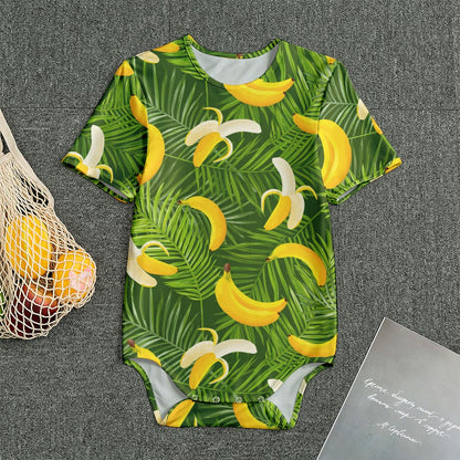 Green Tropical Banana Pattern Print Men's Bodysuit