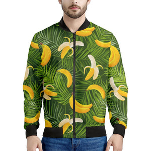 Green Tropical Banana Pattern Print Men's Bomber Jacket