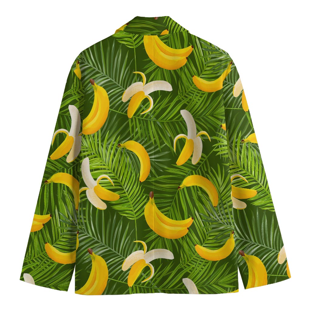 Green Tropical Banana Pattern Print Men's Cotton Blazer