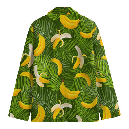 Green Tropical Banana Pattern Print Men's Cotton Blazer