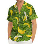 Green Tropical Banana Pattern Print Men's Deep V-Neck Shirt