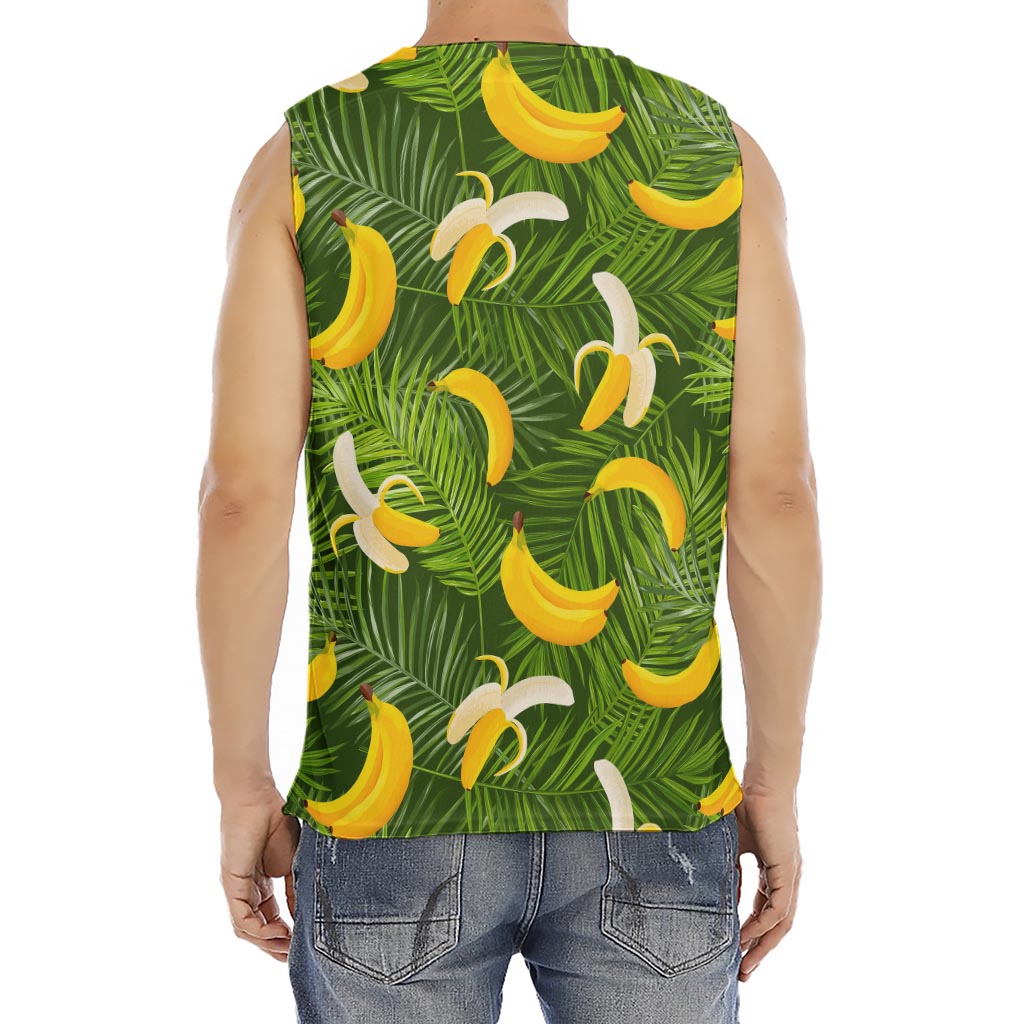 Green Tropical Banana Pattern Print Men's Fitness Tank Top