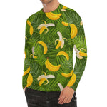 Green Tropical Banana Pattern Print Men's Long Sleeve Rash Guard