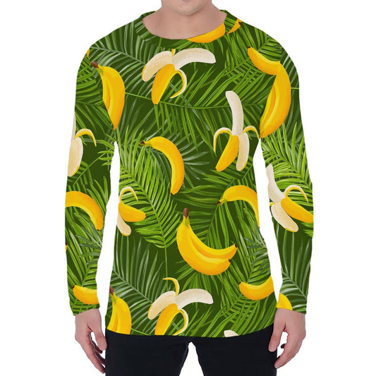 Green Tropical Banana Pattern Print Men's Long Sleeve T-Shirt