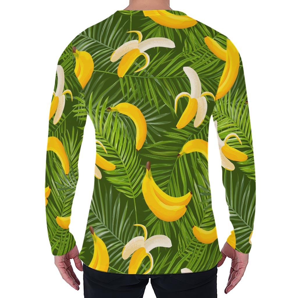 Green Tropical Banana Pattern Print Men's Long Sleeve T-Shirt