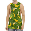 Green Tropical Banana Pattern Print Men's Muscle Tank Top