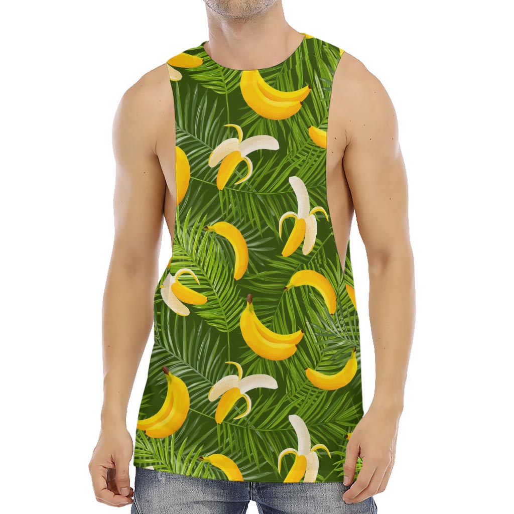 Green Tropical Banana Pattern Print Men's Muscle Tank Top