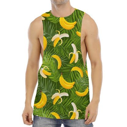 Green Tropical Banana Pattern Print Men's Muscle Tank Top