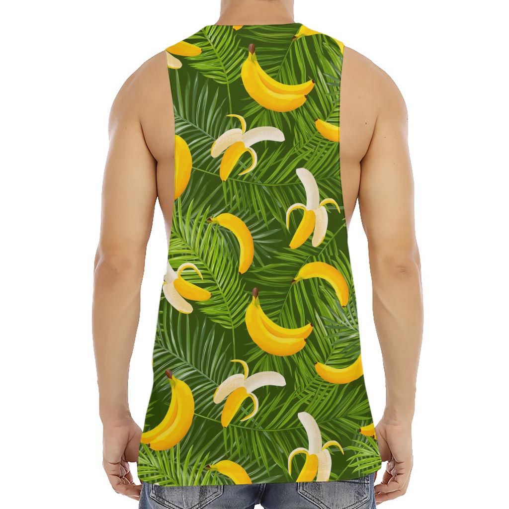 Green Tropical Banana Pattern Print Men's Muscle Tank Top