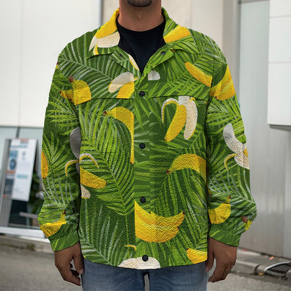 Green Tropical Banana Pattern Print Men's Shirt Jacket