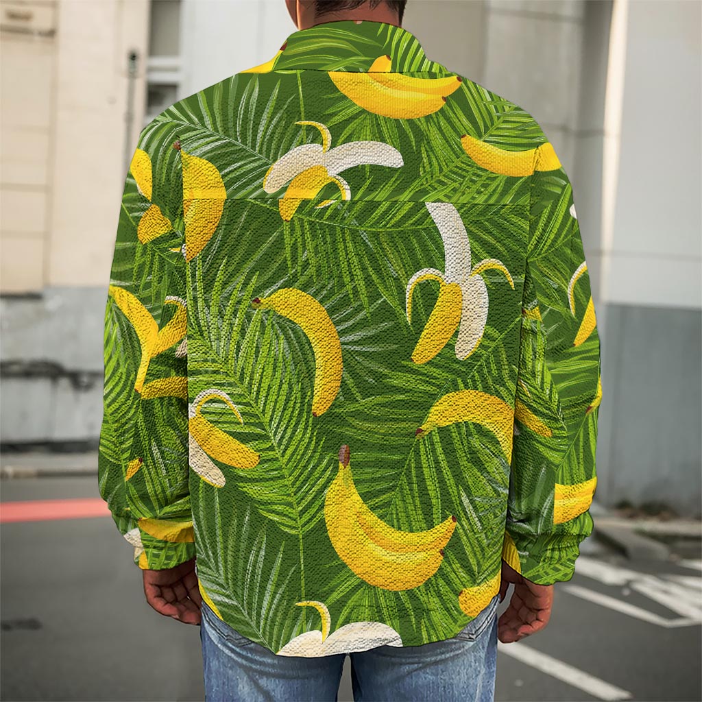 Green Tropical Banana Pattern Print Men's Shirt Jacket