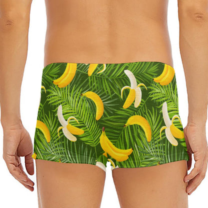 Green Tropical Banana Pattern Print Men's Short Boxer Briefs