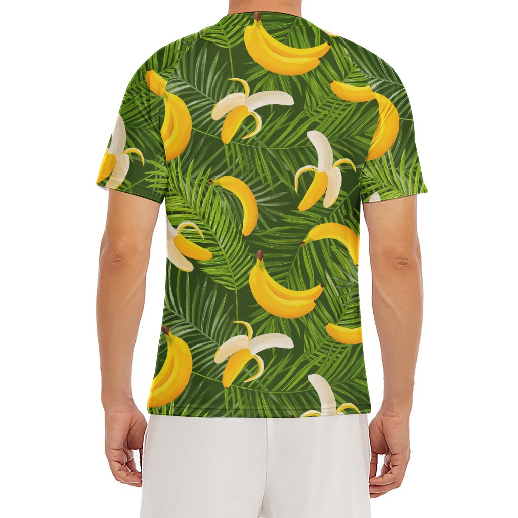 Green Tropical Banana Pattern Print Men's Short Sleeve Rash Guard
