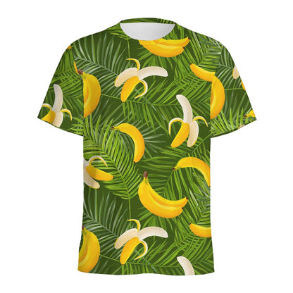Green Tropical Banana Pattern Print Men's Sports T-Shirt