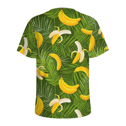 Green Tropical Banana Pattern Print Men's Sports T-Shirt