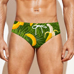 Green Tropical Banana Pattern Print Men's Swim Briefs