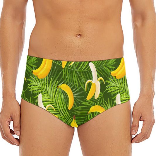 Green Tropical Banana Pattern Print Men's Triangle Swim Briefs