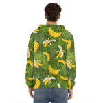 Green Tropical Banana Pattern Print Men's Velvet Pullover Hoodie