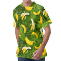 Green Tropical Banana Pattern Print Men's Velvet T-Shirt