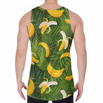 Green Tropical Banana Pattern Print Men's Velvet Tank Top