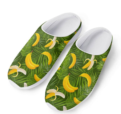 Green Tropical Banana Pattern Print Mesh Casual Shoes