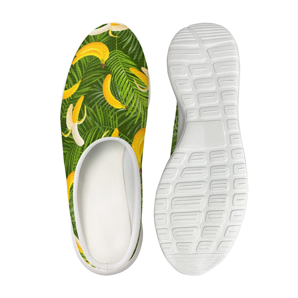 Green Tropical Banana Pattern Print Mesh Casual Shoes