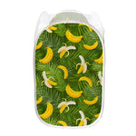 Green Tropical Banana Pattern Print Mesh Laundry Hamper