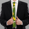 Green Tropical Banana Pattern Print Necktie
