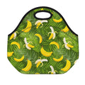 Green Tropical Banana Pattern Print Neoprene Lunch Bag