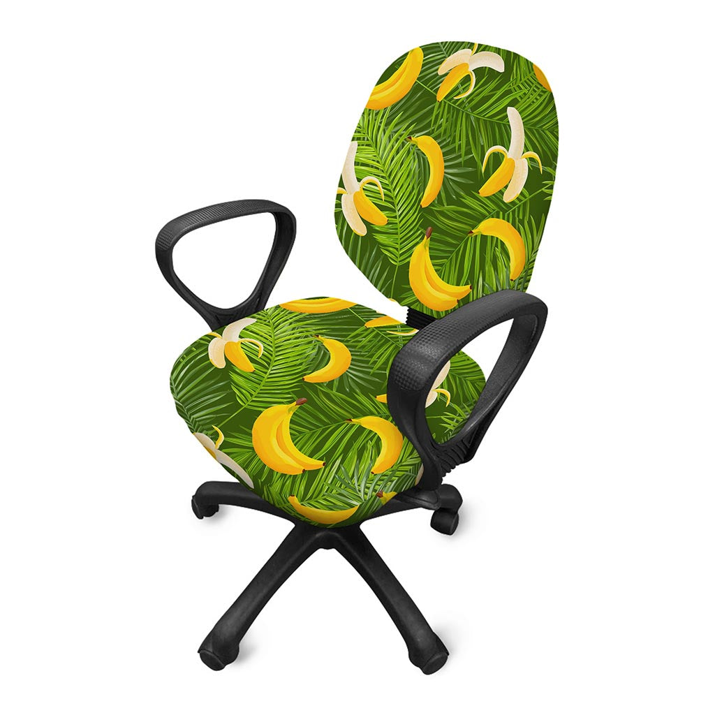 Green Tropical Banana Pattern Print Office Chair Cover