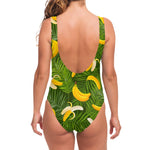 Green Tropical Banana Pattern Print One Piece Swimsuit