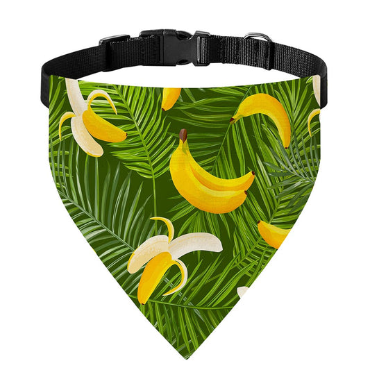 Green Tropical Banana Pattern Print Over The Collar Dog Bandana