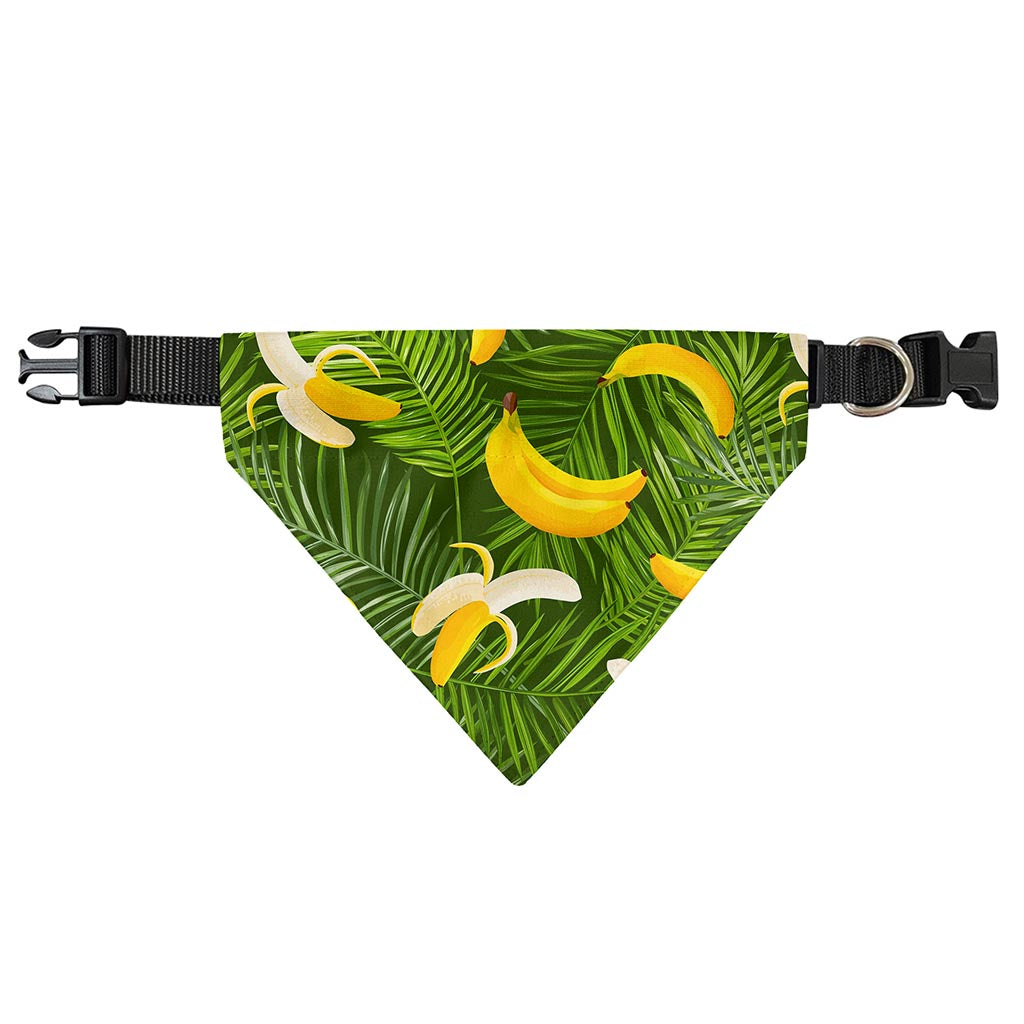 Green Tropical Banana Pattern Print Over The Collar Dog Bandana