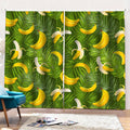 Green Tropical Banana Pattern Print Pencil Pleat Curtains