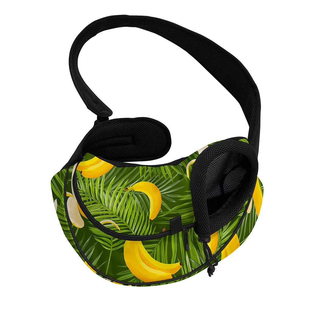 Green Tropical Banana Pattern Print Pet Sling Carrier