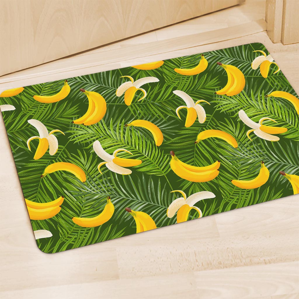 Green Tropical Banana Pattern Print Polyester Doormat